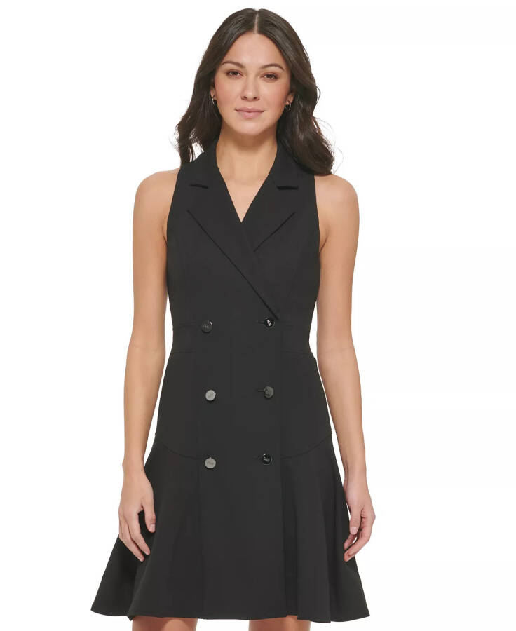 Women's Double-Breasted Blazer Dress Black - 3