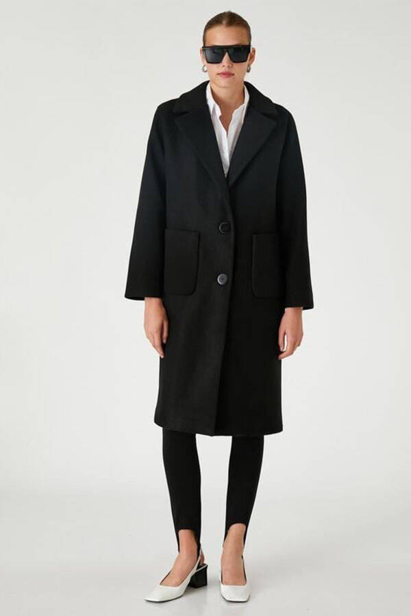 Women's Double Breasted Coat with Pocket Details - 3