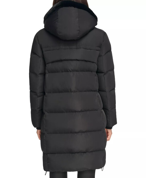 Women's Down Faux-Fur-Trim Hooded Puffer Coat Black - 2