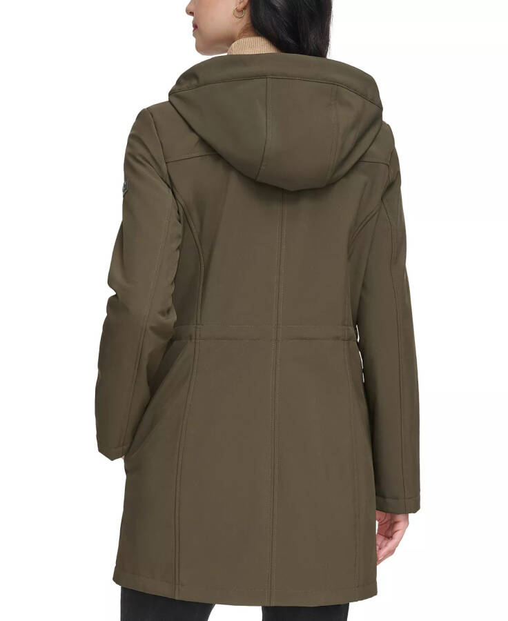 Women's Drawstring-Hood Snap-Front Anorak Raincoat Loden - 2