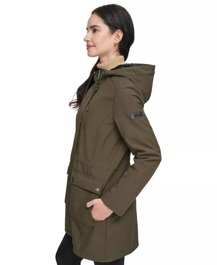 Women's Drawstring-Hood Snap-Front Anorak Raincoat Loden - 3