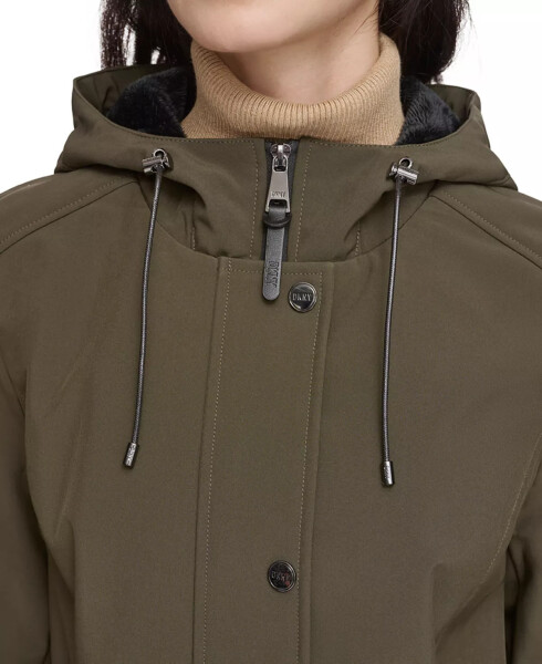 Women's Drawstring-Hood Snap-Front Anorak Raincoat Loden - 4