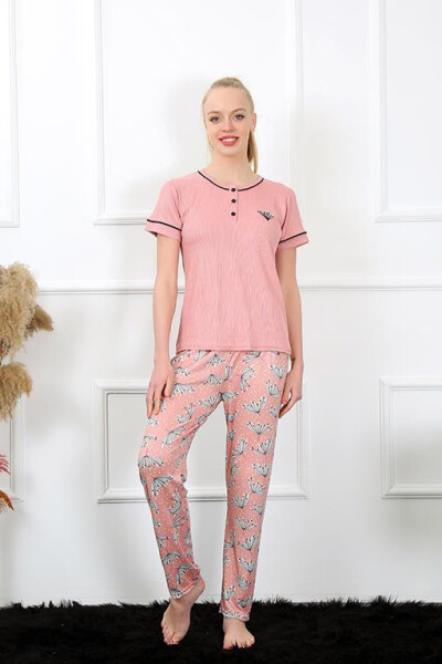 Women's Dried Rose Short Sleeve Pajamas Set 20388 - 1