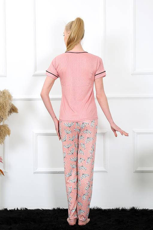 Women's Dried Rose Short Sleeve Pajamas Set 20388 - 4