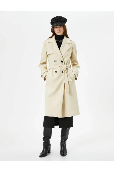 Women's Ecru Coat - 3