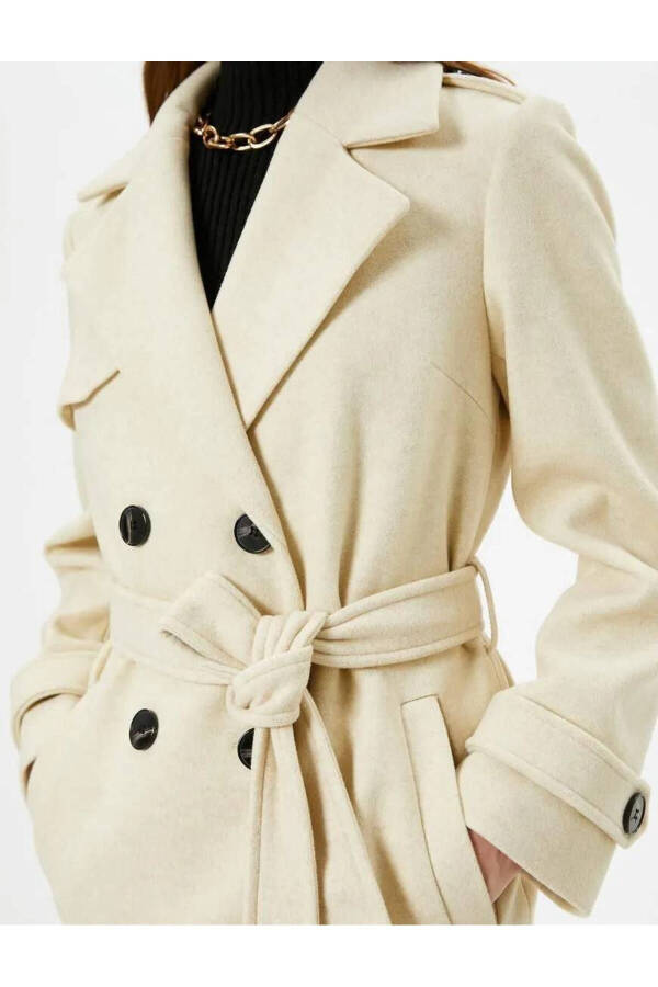 Women's Ecru Coat - 5