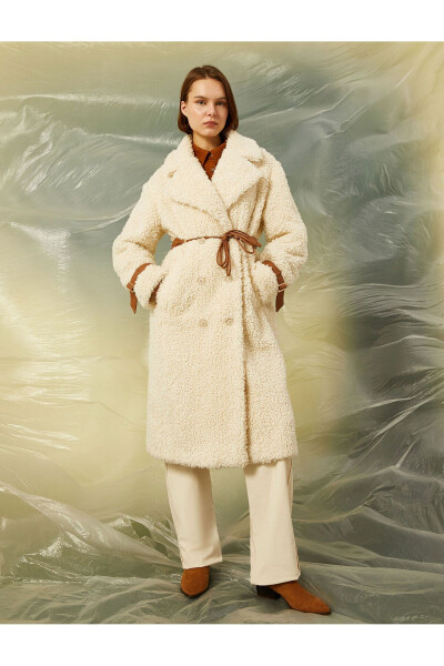 Women's Ecru Coat 3WAK00333EW - 1