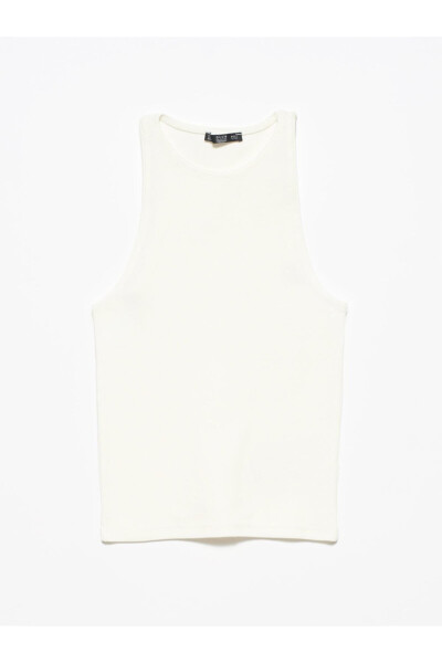 Women's Ecru Halter Neck T-Shirt - ECRU - 1