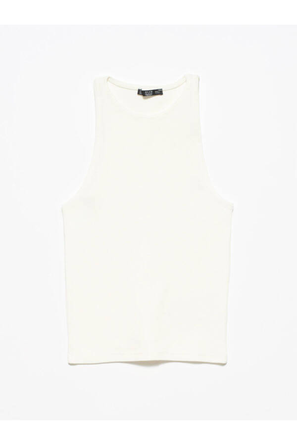 Women's Ecru Halter Neck T-Shirt - ECRU - 1