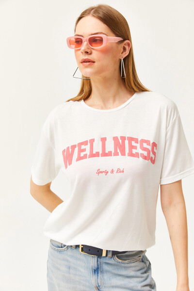 Women's Ecru Pink Wellness Printed T-Shirt TSH-19000775 - 4