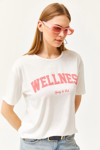 Women's Ecru Pink Wellness Printed T-Shirt TSH-19000775 - 5