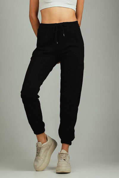 Women's Elastic Waist and Ankle Drawstring Sweatpants - 1