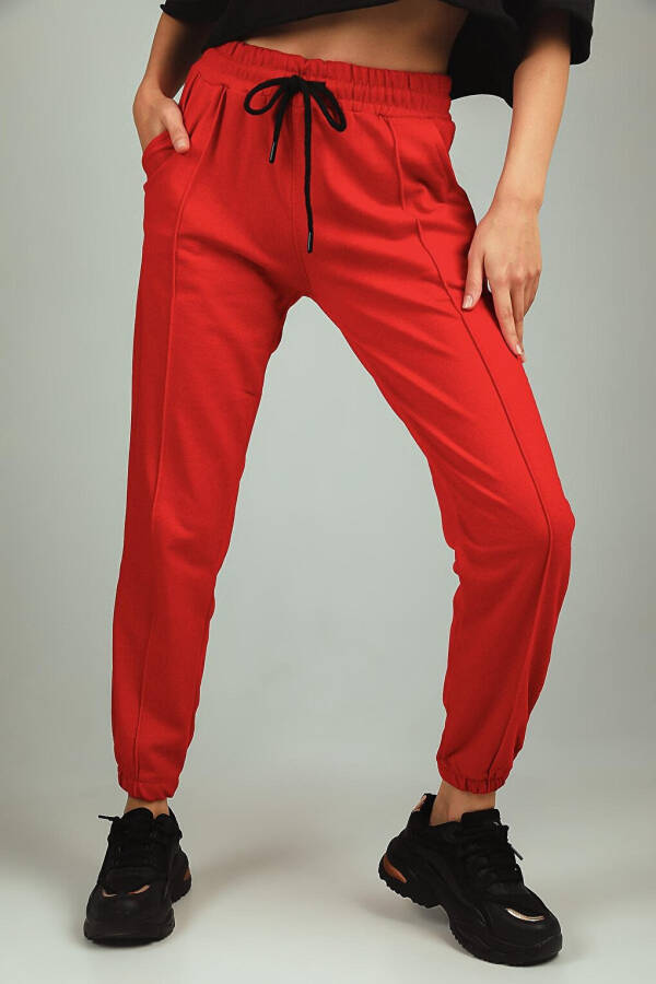 Women's Elastic Waist and Cuff Drawstring Jogger Pants - 3