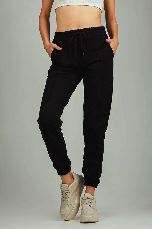 Women's Elastic Waist and Cuff Sweatpants with Pockets - 1