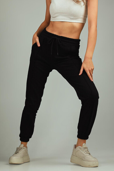 Women's Elastic Waist and Cuff Sweatpants with Pockets - 2