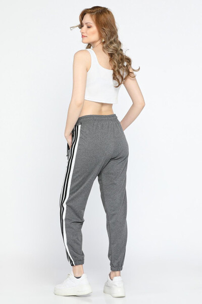 Women's Elastic Waist and Cuff Sweatpants with Side Stripe - 3