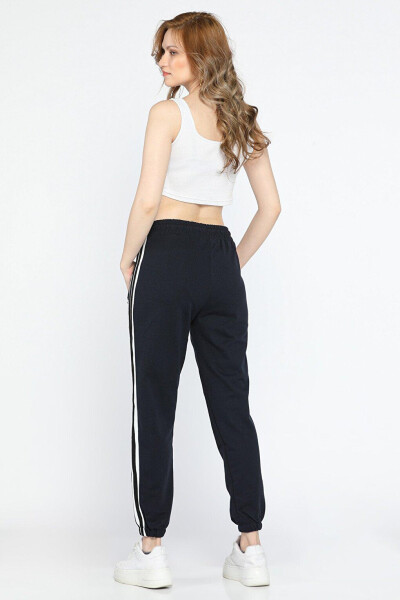 Women's Elastic Waist and Cuff Sweatpants with Side Stripes - 3