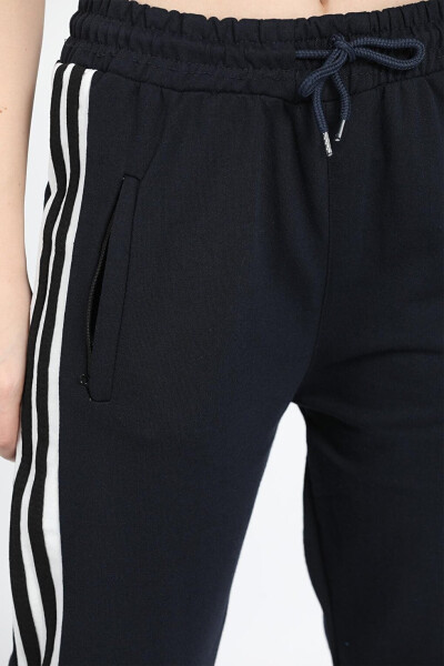 Women's Elastic Waist and Cuff Sweatpants with Side Stripes - 4