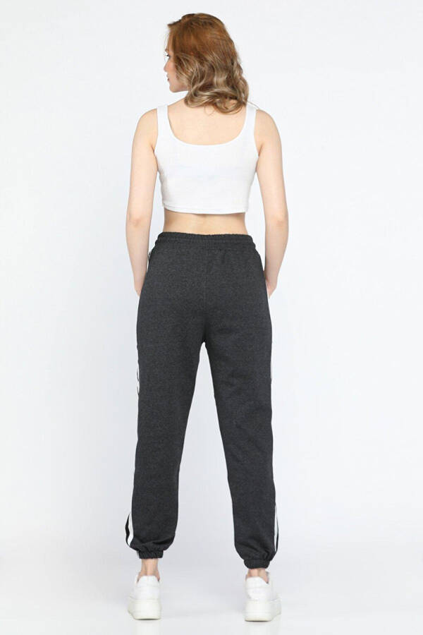 Women's Elastic Waist and Cuff Tracksuit Bottoms with Side Stripes - 3