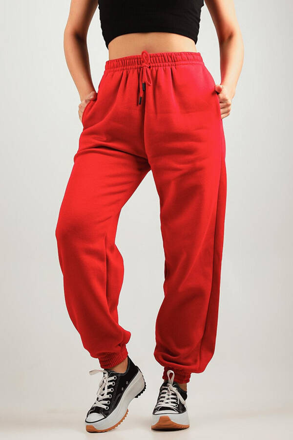 Women's Elastic Waist & Cuff Three-Thread Fleece Sweatpants - 1