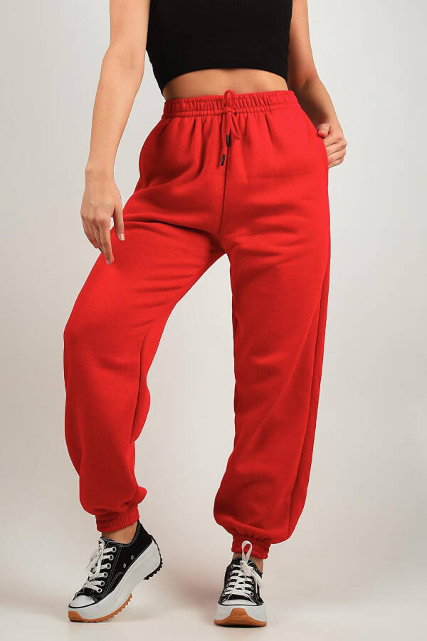 Women's Elastic Waist & Cuff Three-Thread Fleece Sweatpants - 4