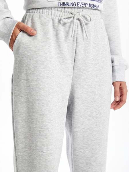 Women's Elastic Waist Plain Jogger Sweatpants - 3