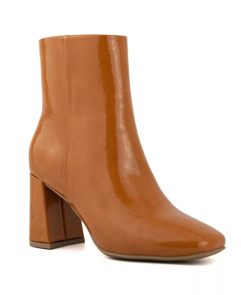 Women's Element Square Toe Dress Booties Cognac Crinkle Patent - 1