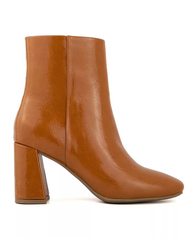 Women's Element Square Toe Dress Booties Cognac Crinkle Patent - 2