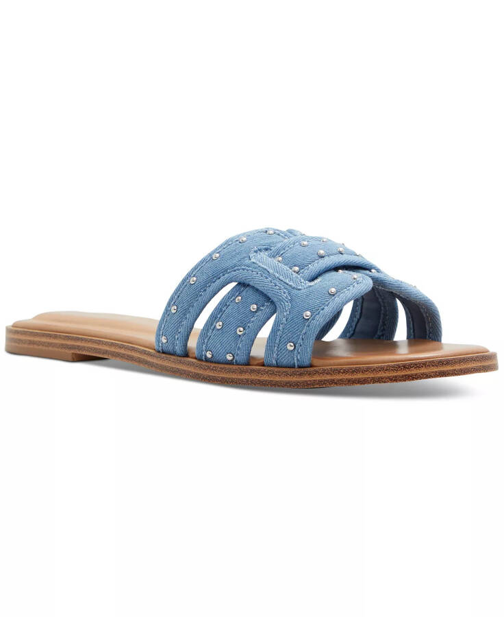 Women's Elenaa Studded Flat Slide Sandals Bright Blue - 1