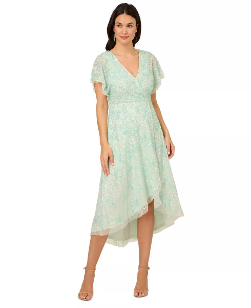 Women's Embellished Faux-Wrap Dress Mint Glass - 1