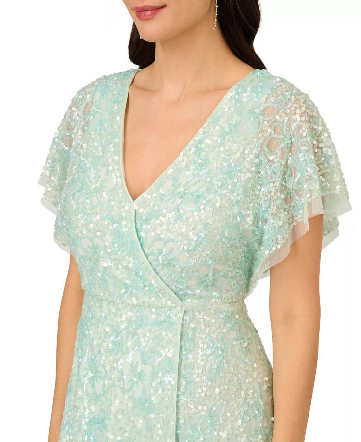 Women's Embellished Faux-Wrap Dress Mint Glass - 3