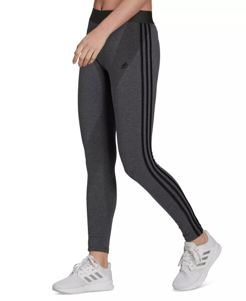 Women's Essentials 3-Stripe Full Length Cotton Leggings, XS-4X Dark Grey Heather/black - 1