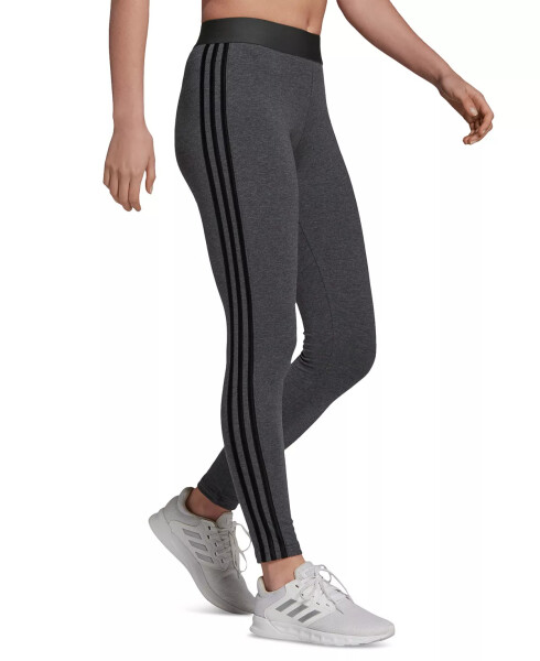 Women's Essentials 3-Stripe Full Length Cotton Leggings, XS-4X Dark Grey Heather/black - 3