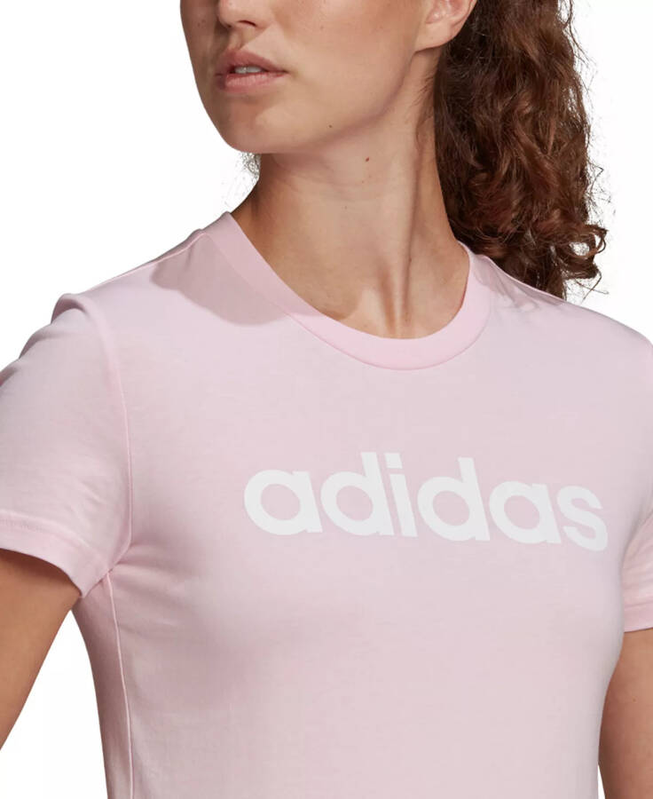 Women's Essentials Cotton Linear Logo T-Shirt Clear Pink/white - 3