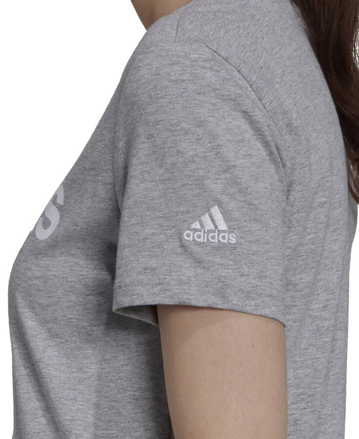 Women's Essentials Cotton Linear Logo T-Shirt Medium Grey Heather/white - 5