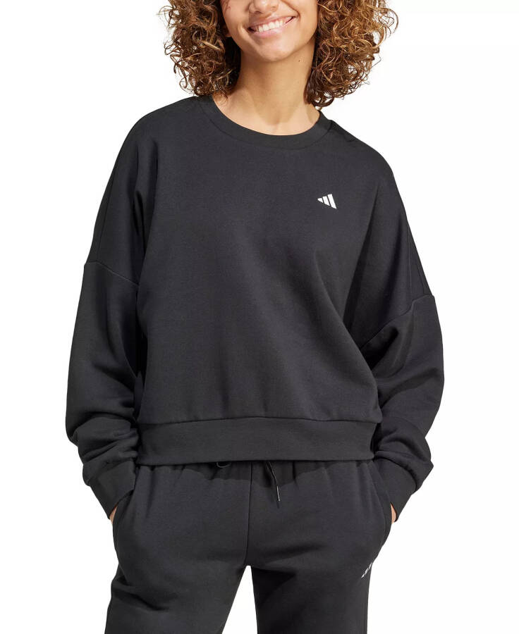 Women's Essentials Feel Cozy Logo Fleece Sweatshirt Black/white - 1