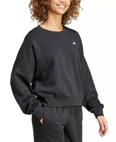 Women's Essentials Feel Cozy Logo Fleece Sweatshirt Black/white - 3