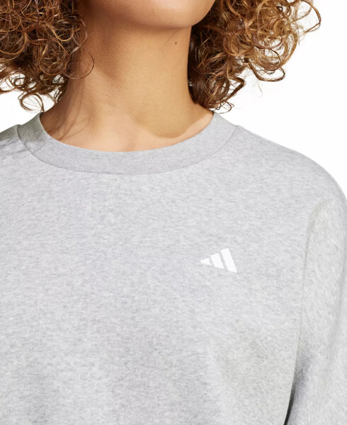 Women's Essentials Feel Cozy Logo Fleece Sweatshirt Medium Grey Heather/White - 4