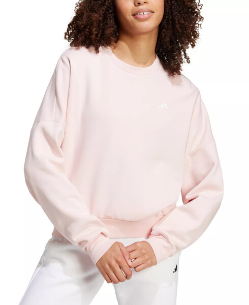 Women's Essentials Feel Cozy Logo Fleece Sweatshirt - Sandy Pink/White - 1