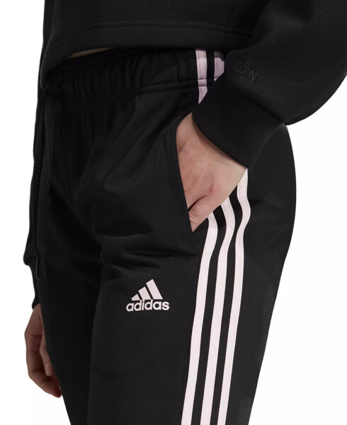 Women's Essentials Warm-Up Slim Tapered 3-Stripes Track Pants, XS-4X Black/clear Pink - 4