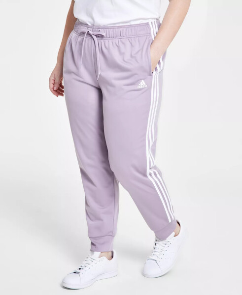 Women's Essentials Warm-Up Slim Tapered 3-Stripes Track Pants, XS-4X Preloved fig/white - 1