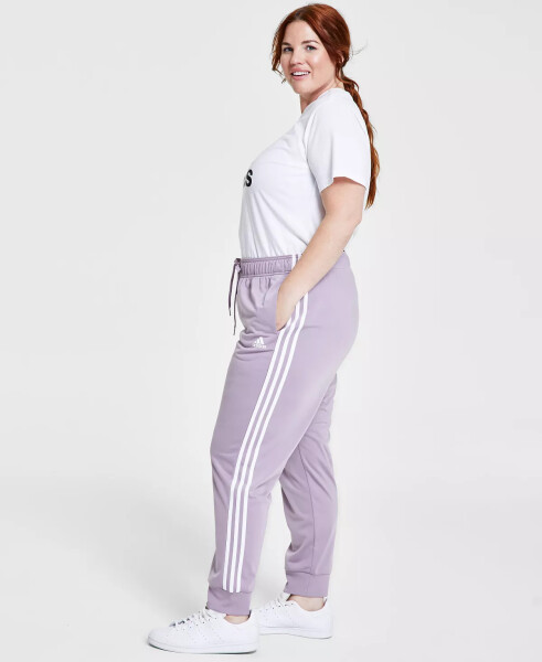 Women's Essentials Warm-Up Slim Tapered 3-Stripes Track Pants, XS-4X Preloved fig/white - 3