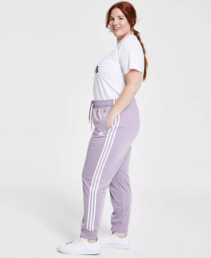 Women's Essentials Warm-Up Slim Tapered 3-Stripes Track Pants, XS-4X Preloved fig/white - 3