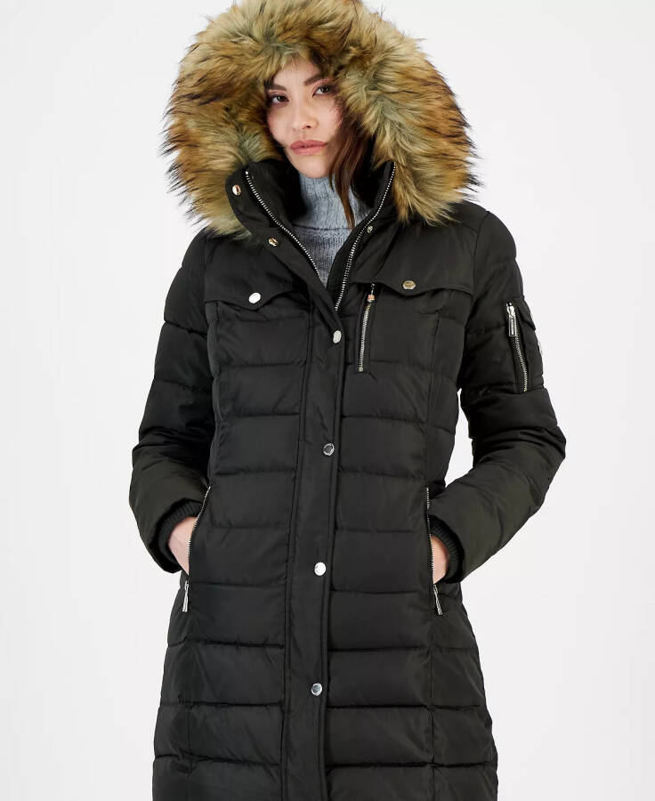 Women's Faux-Fur-Trim Hooded Puffer Coat, Created for modazone Dark Moss - 4