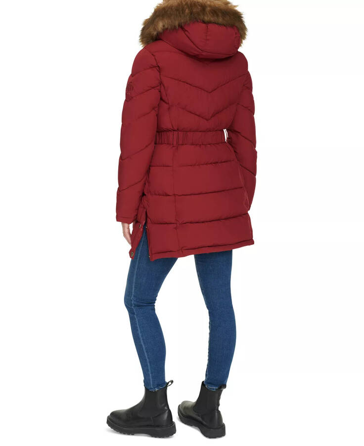 Women's Faux-Fur-Trim Hooded Puffer Coat, designed for Modazone Rouge. - 2