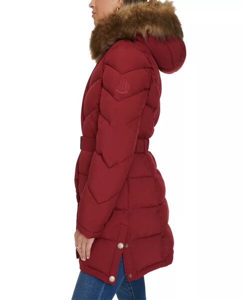 Women's Faux-Fur-Trim Hooded Puffer Coat, designed for Modazone Rouge. - 3