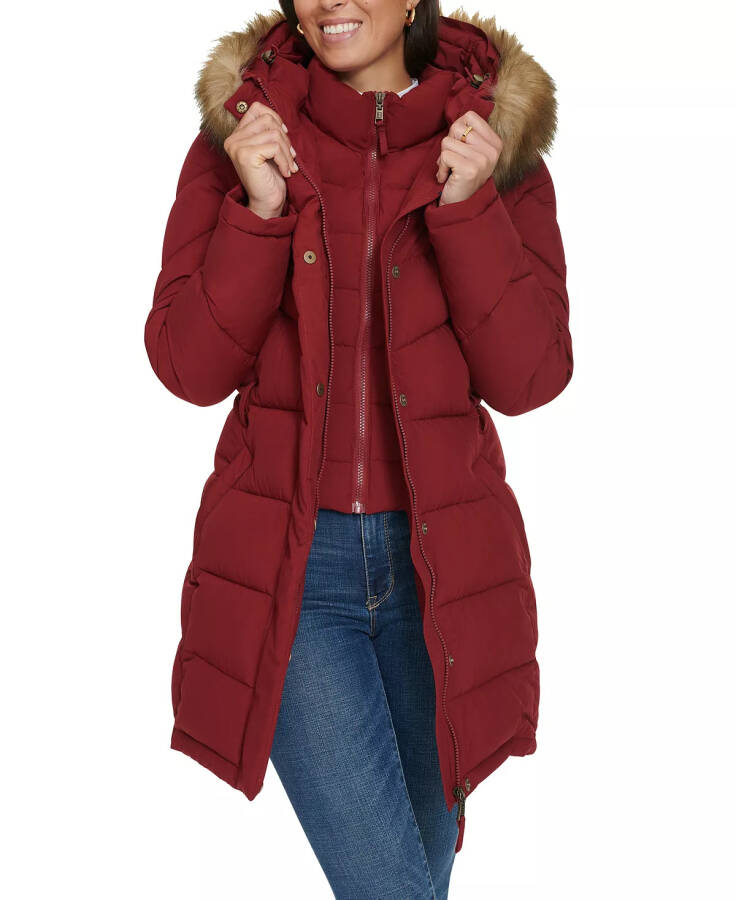 Women's Faux-Fur-Trim Hooded Puffer Coat, designed for Modazone Rouge. - 4