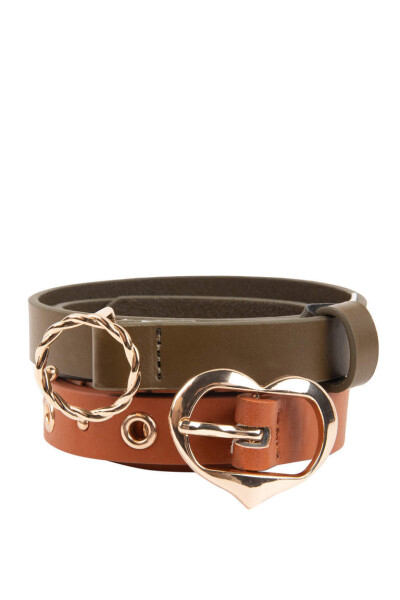 Women's Faux Leather Classic Belt Mix - 5