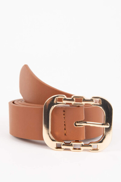 Women's Faux Leather Classic Belt Tabacco - 1