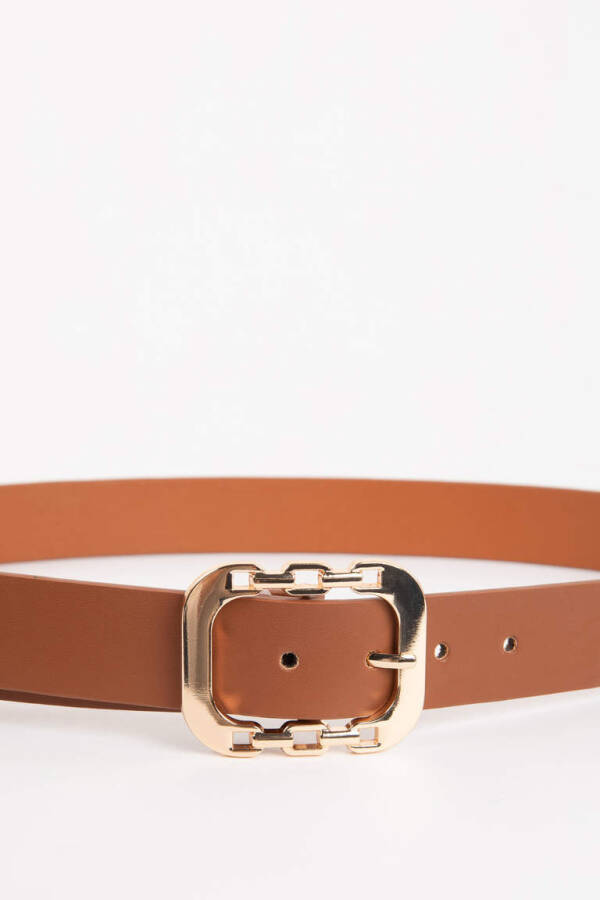 Women's Faux Leather Classic Belt Tabacco - 3